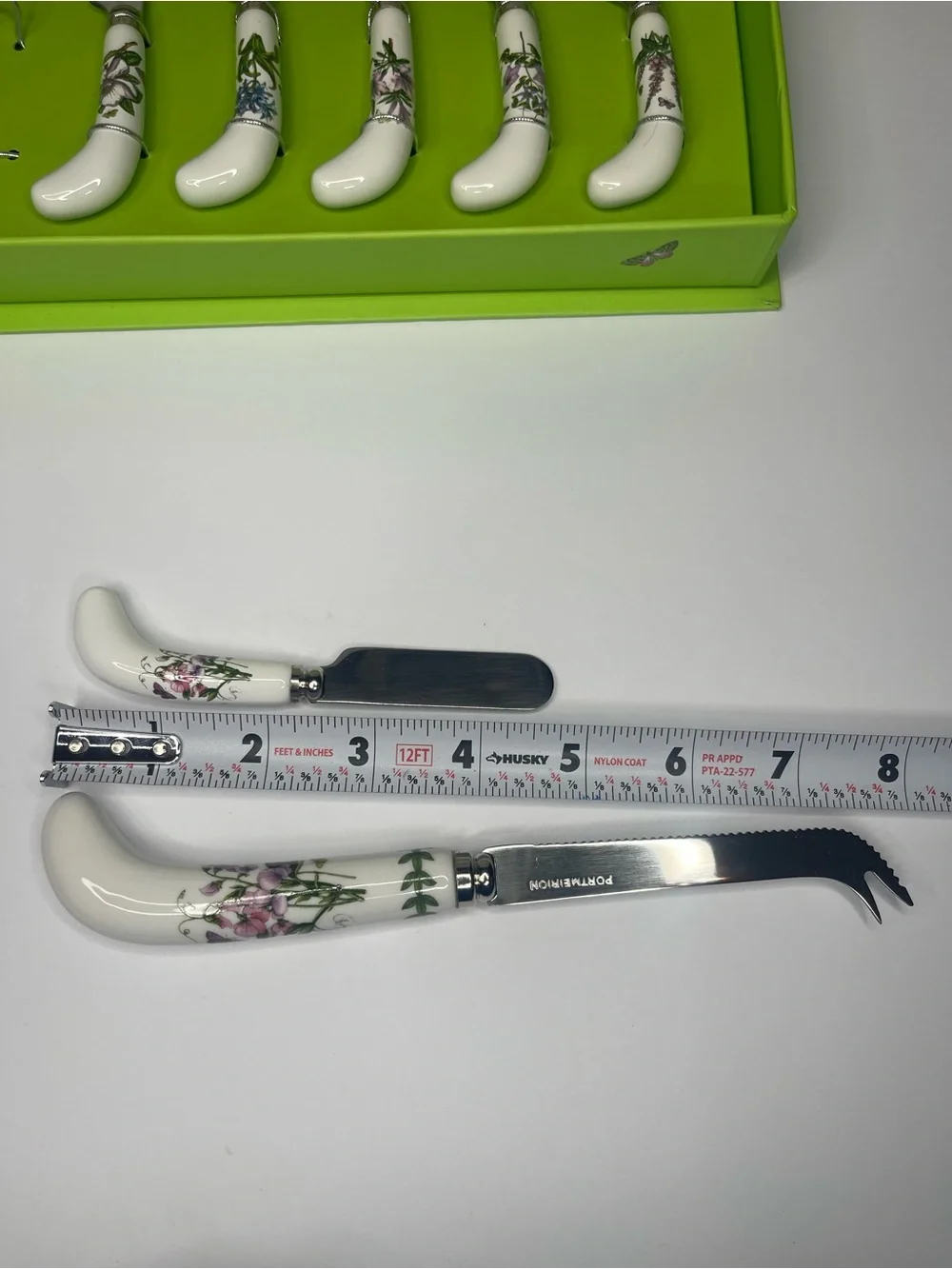 Portmeirion Botanic Garden Cheese Knife & Spreader Set Floral Porcelain Handles
